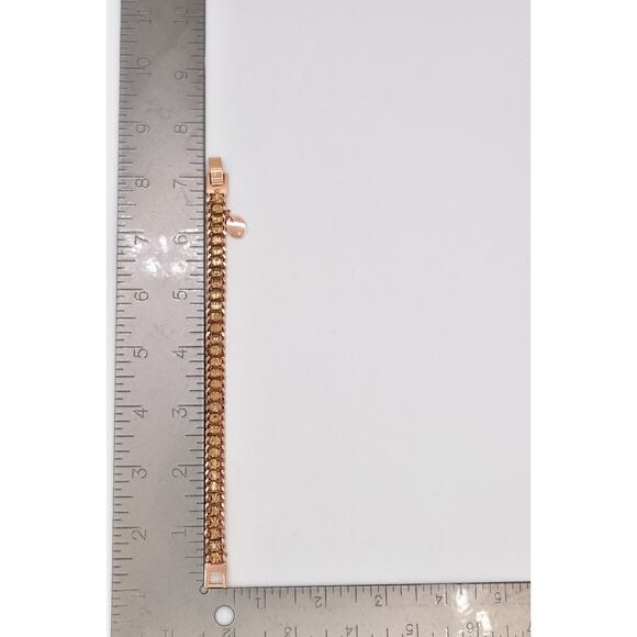 Henri Bendel Rose Gold Chain Crystal Bracelet Champagne Rhinestone Signed BinO - Picture 12 of 12